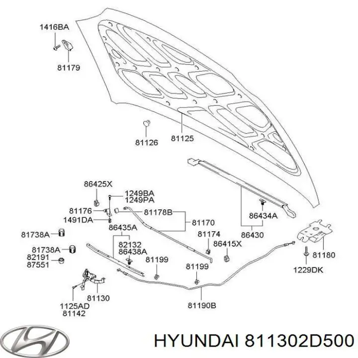 Замок капота Hyundai/Kia 811302D500 ціна, від 34.24 USD