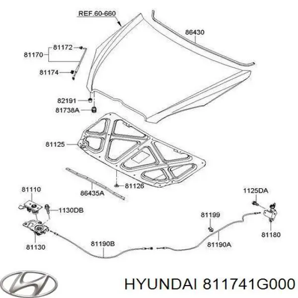 Фіксатор підпори капота Hyundai/Kia 811741G000 ціна, від 1.19 USD