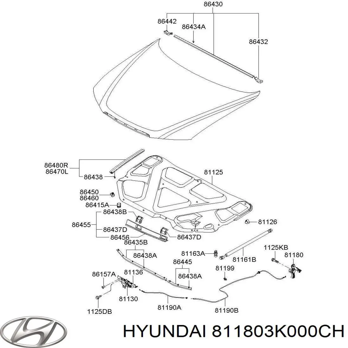 811803K000CH Hyundai/Kia Ручка відкривання капота