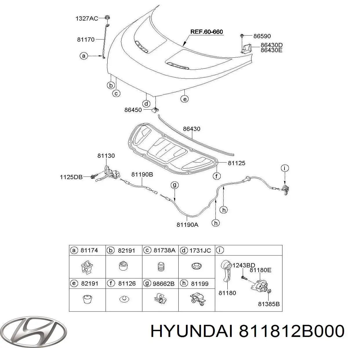 Ручка відкриття капота Hyundai/Kia 811812B000 ціна, від 7.22 USD