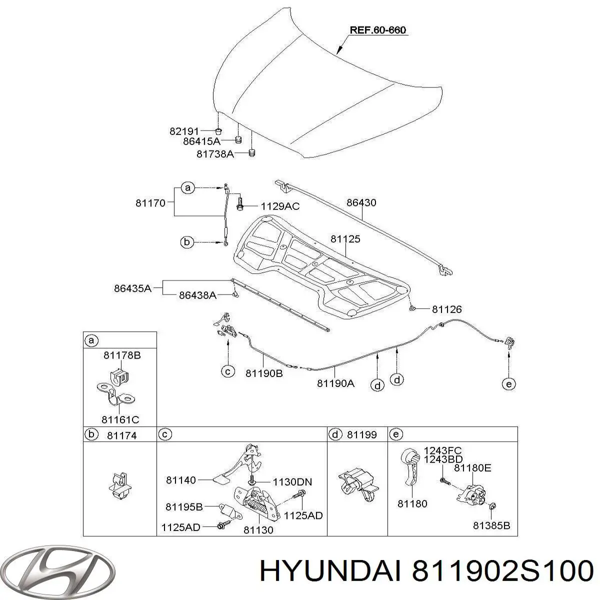 Трос відкриття капота Hyundai Tucson II позашляховик (TM) (2010 - 2015) ціна, від 6.64 USD