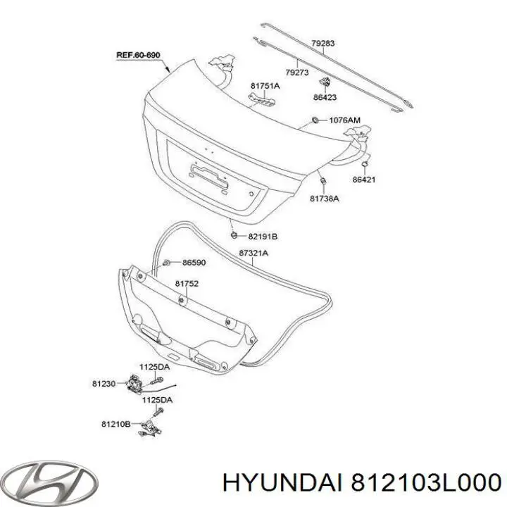 812103L000 Hyundai/Kia Петля замка кришки багажника