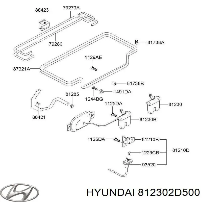 Купити 812302D500 Hyundai/Kia Замок 3/5-х дверей, задній