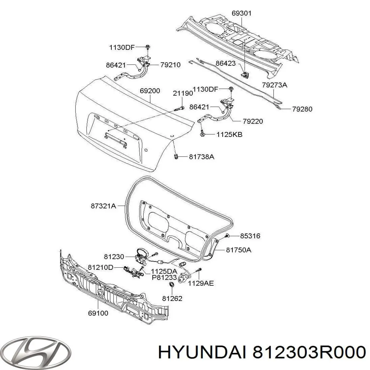 812303R000 Hyundai/Kia Замок п'ятих дверей
