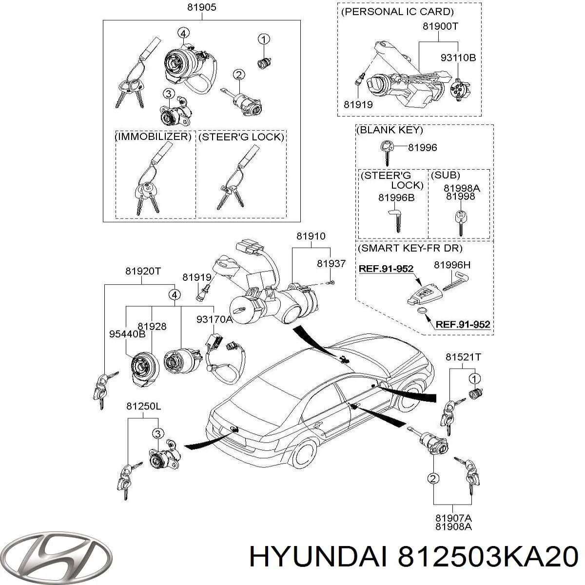 Замок запалювання Hyundai/Kia 812503KA20 ціна, від 138.57 USD
