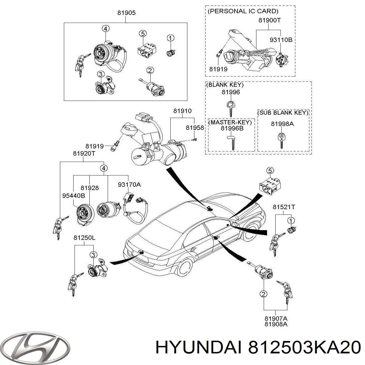 812503KA20 Hyundai/Kia Замок запалювання