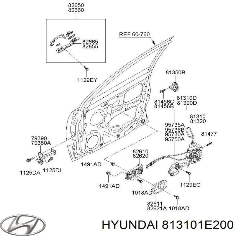 813101E200 Hyundai/Kia замок передньої двері, лівої