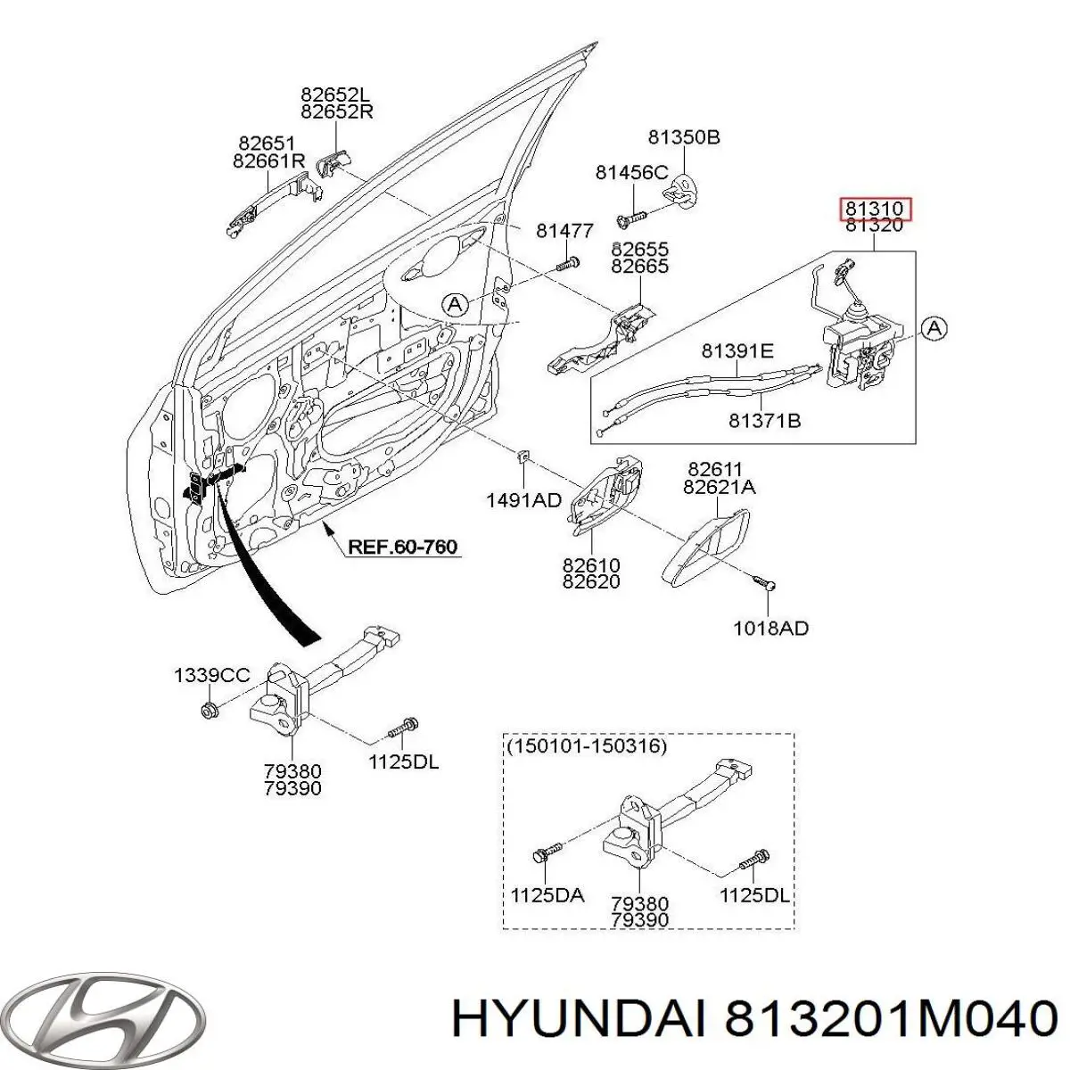 Замок передніх пасажирських дверей Hyundai/Kia 813201M040 ціна, від 23.88 USD