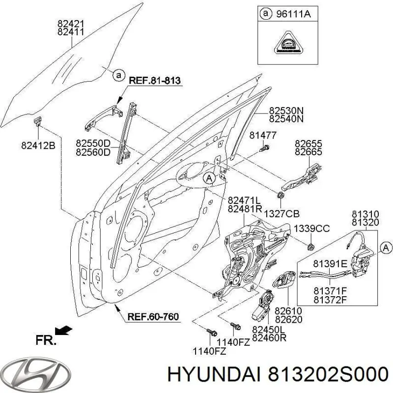 Купити 813202S000 Hyundai/Kia Замок дверки правої передньої