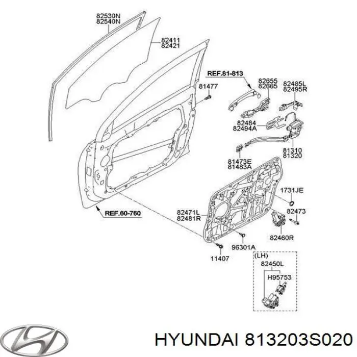 Замок передніх пасажирських дверей Hyundai/Kia 813203S020 ціна, від 11.69 USD