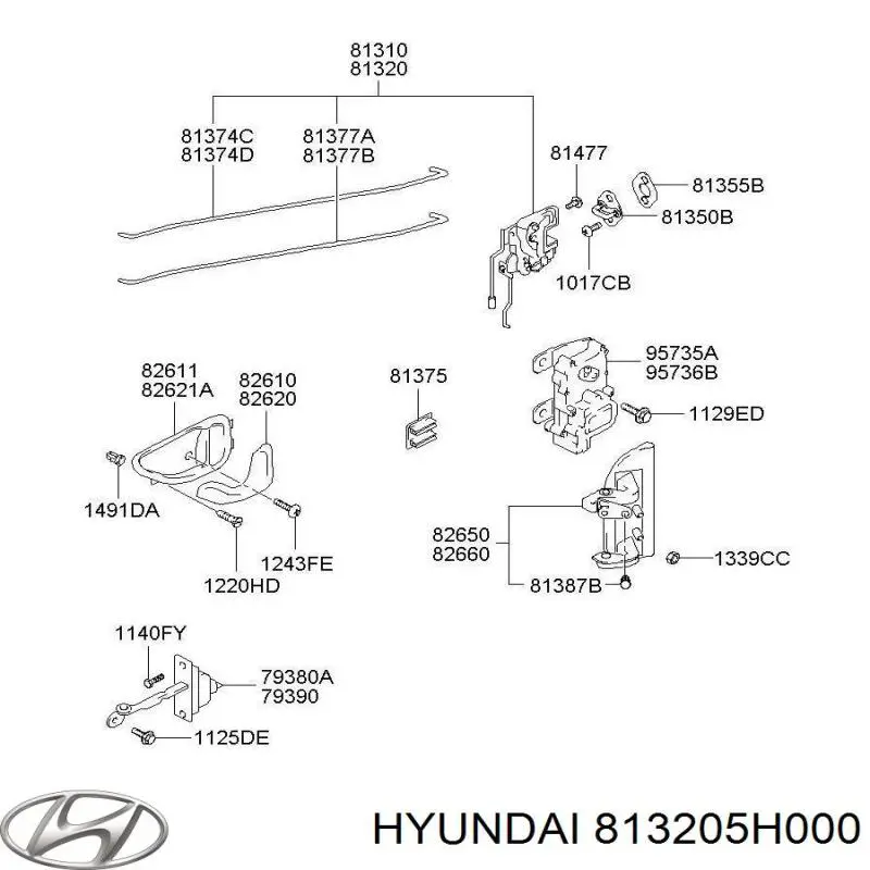 Купити 813205H000 Hyundai/Kia Замок дверки правої передньої