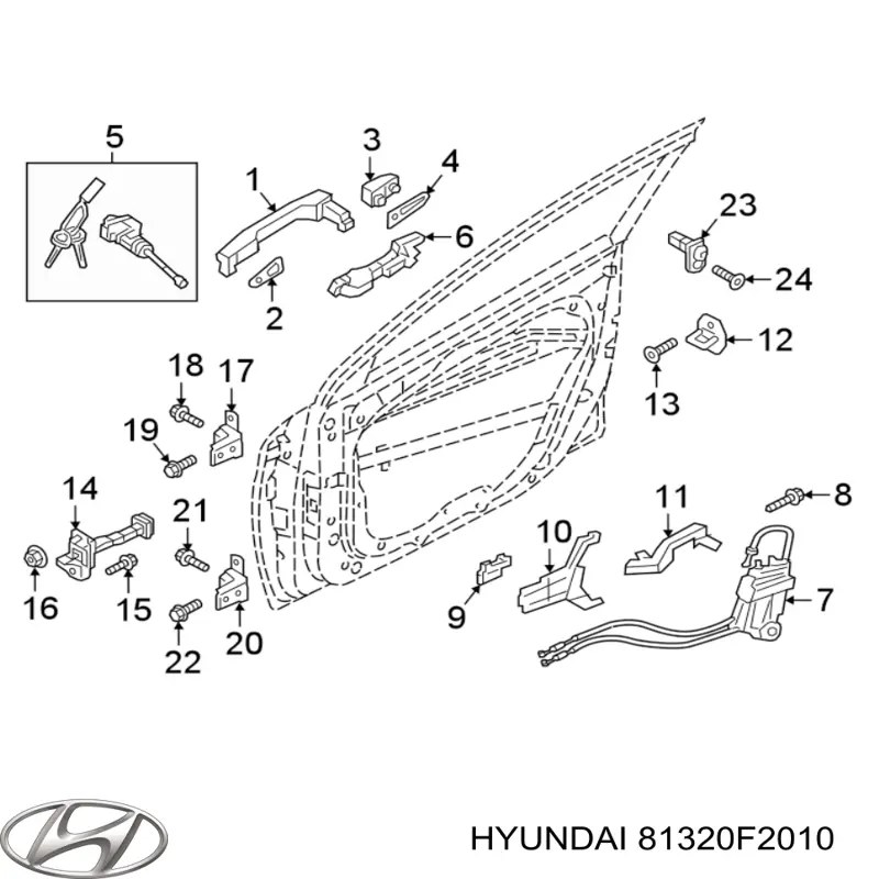 Замок передніх пасажирських дверей Hyundai/Kia 81320F2010 ціна, від 37.37 USD
