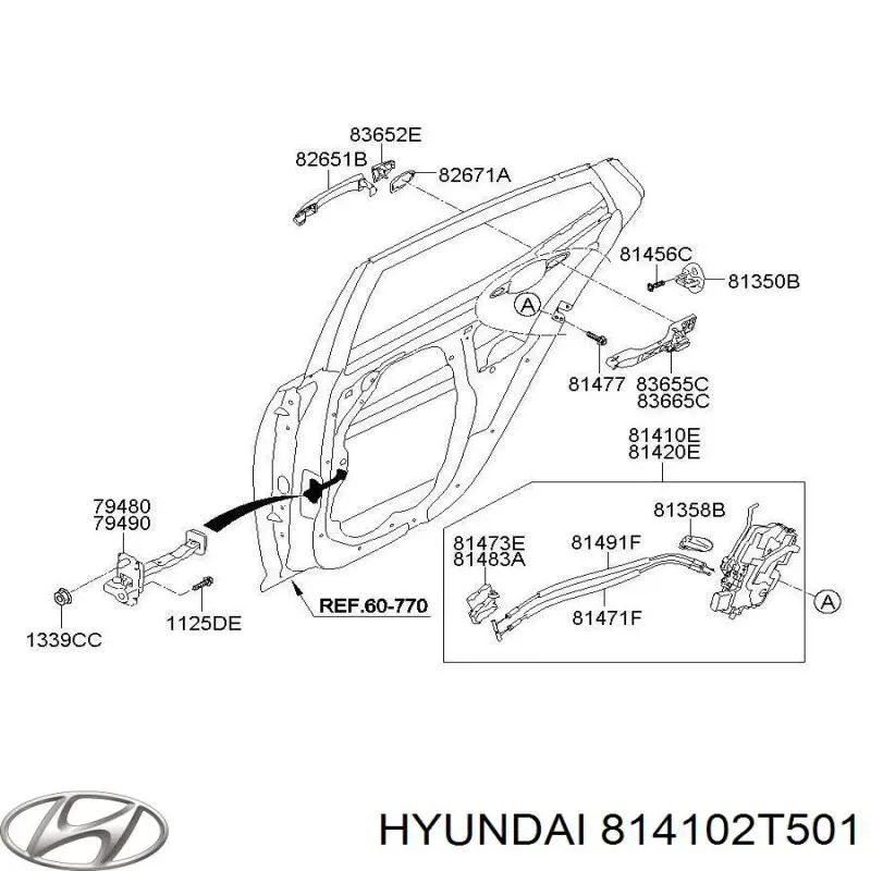 814102T501 Hyundai/Kia Замок задніх дверей, лівих