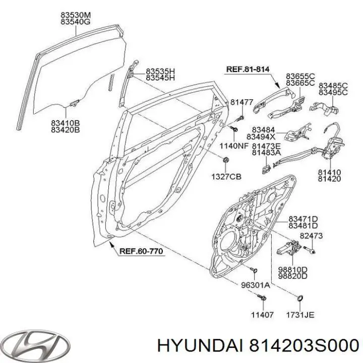 Замок задньої дверї, правої Hyundai/Kia 814203S000 ціна, від 8.29 USD