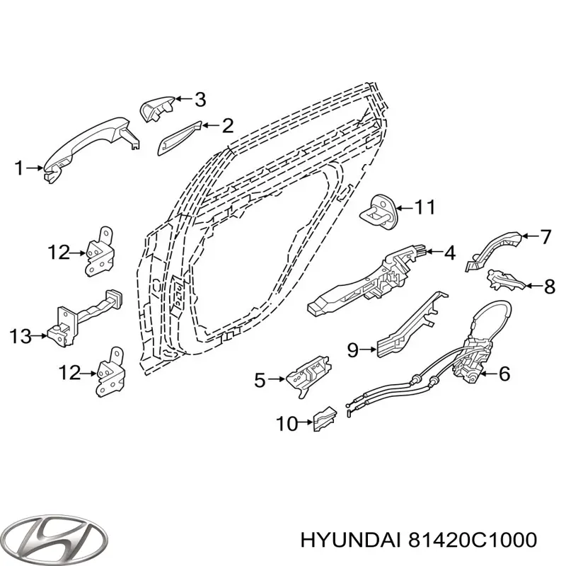 81420C1000 Hyundai/Kia Замок задньої дверї, правої