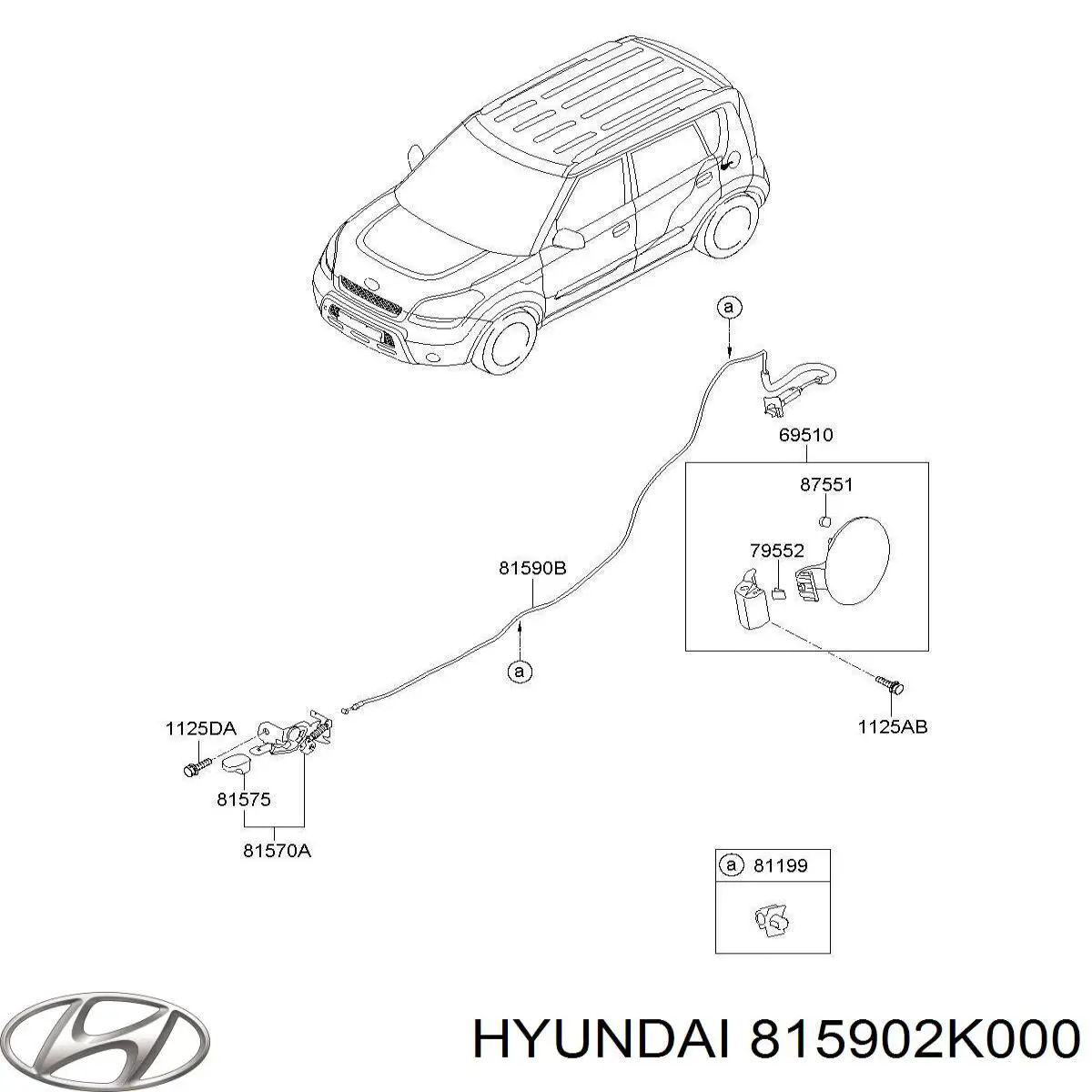 Трос відкривання лючка бензобака Hyundai/Kia 815902K000 ціна, від 11.40 USD