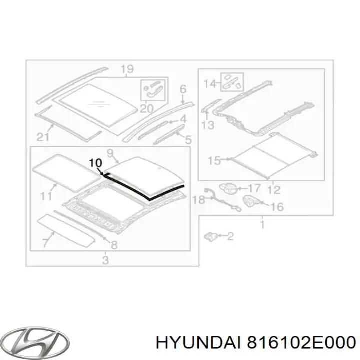 Скло люка даху Hyundai Tucson (JM) (Хендай Таксон)