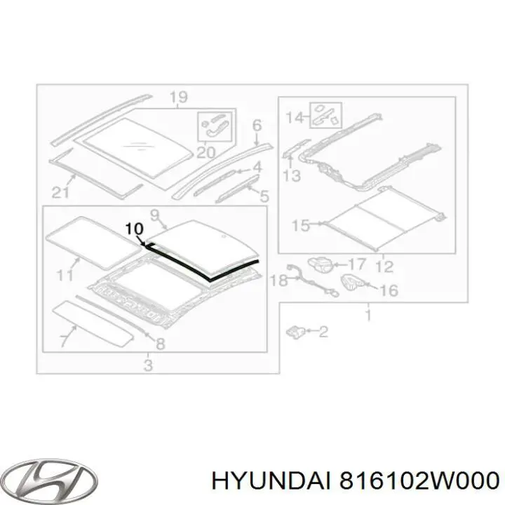 Купити 816102W000 Hyundai/Kia Скло люка даху