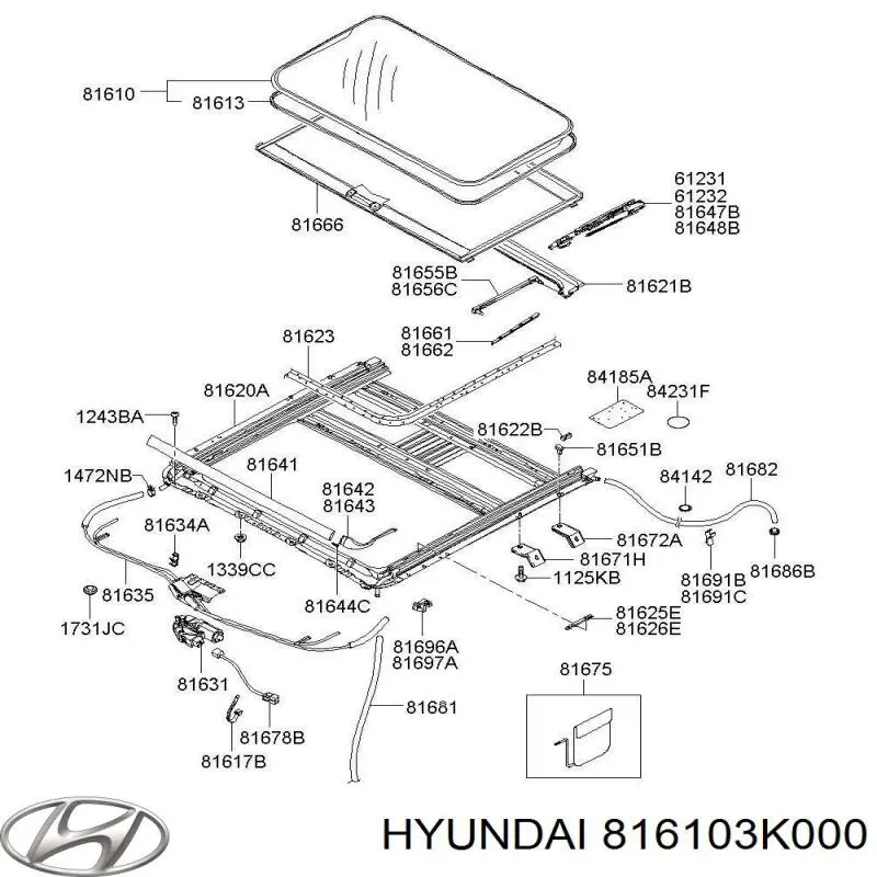 Скло люка даху Hyundai/Kia 816103K000 ціна, від 237.68 USD