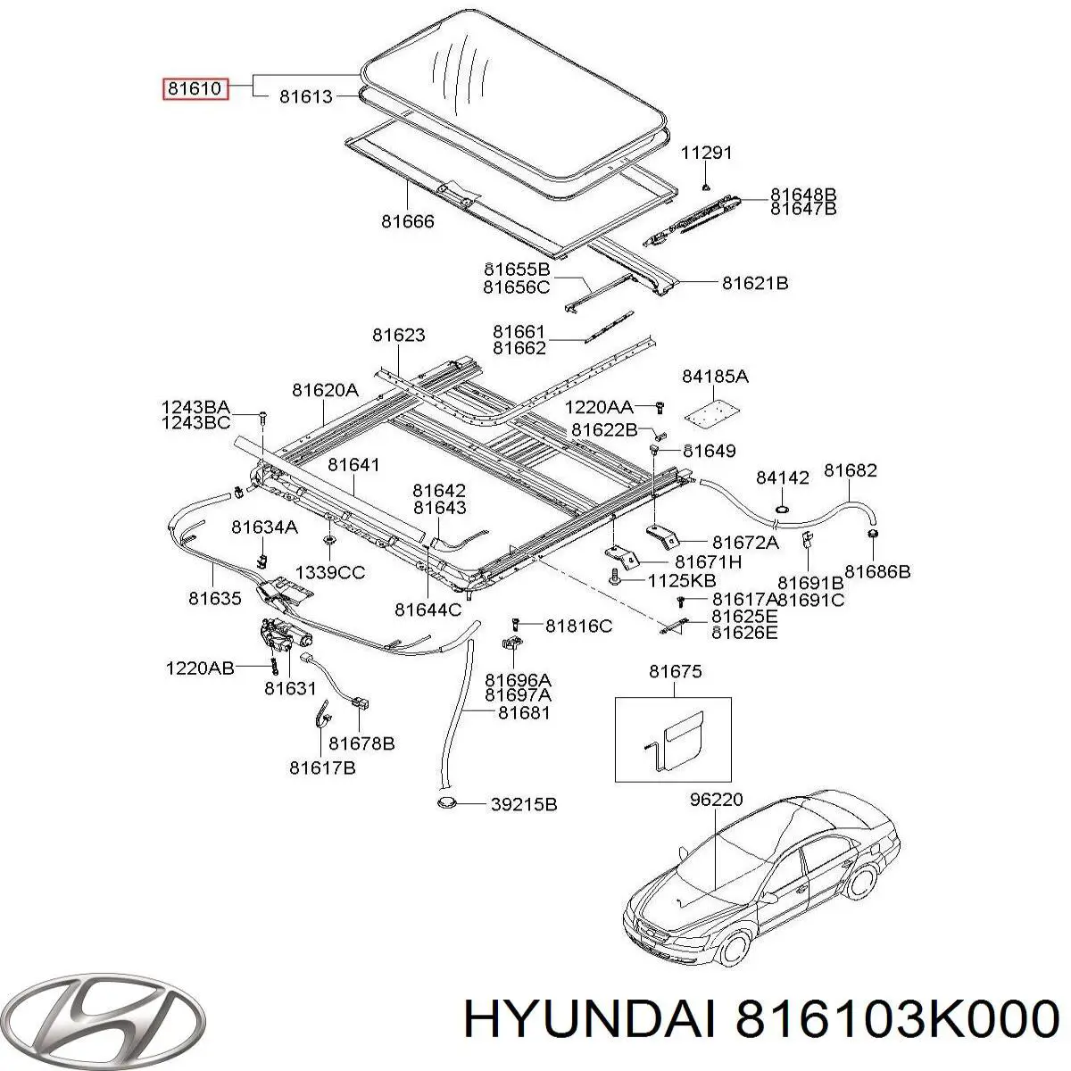  Скло люка даху Hyundai Sonata 5