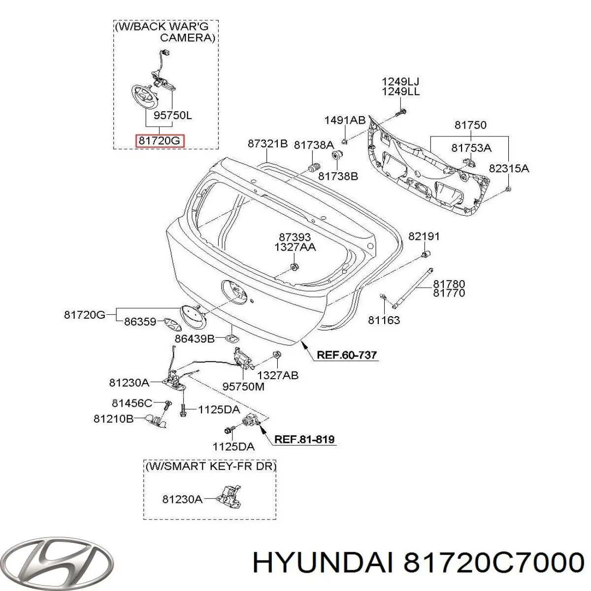 Кнопка приводу замка 3/5 дверей (ляди) / кришки багажника Hyundai/Kia 81720C7000 ціна, від 43.99 USD