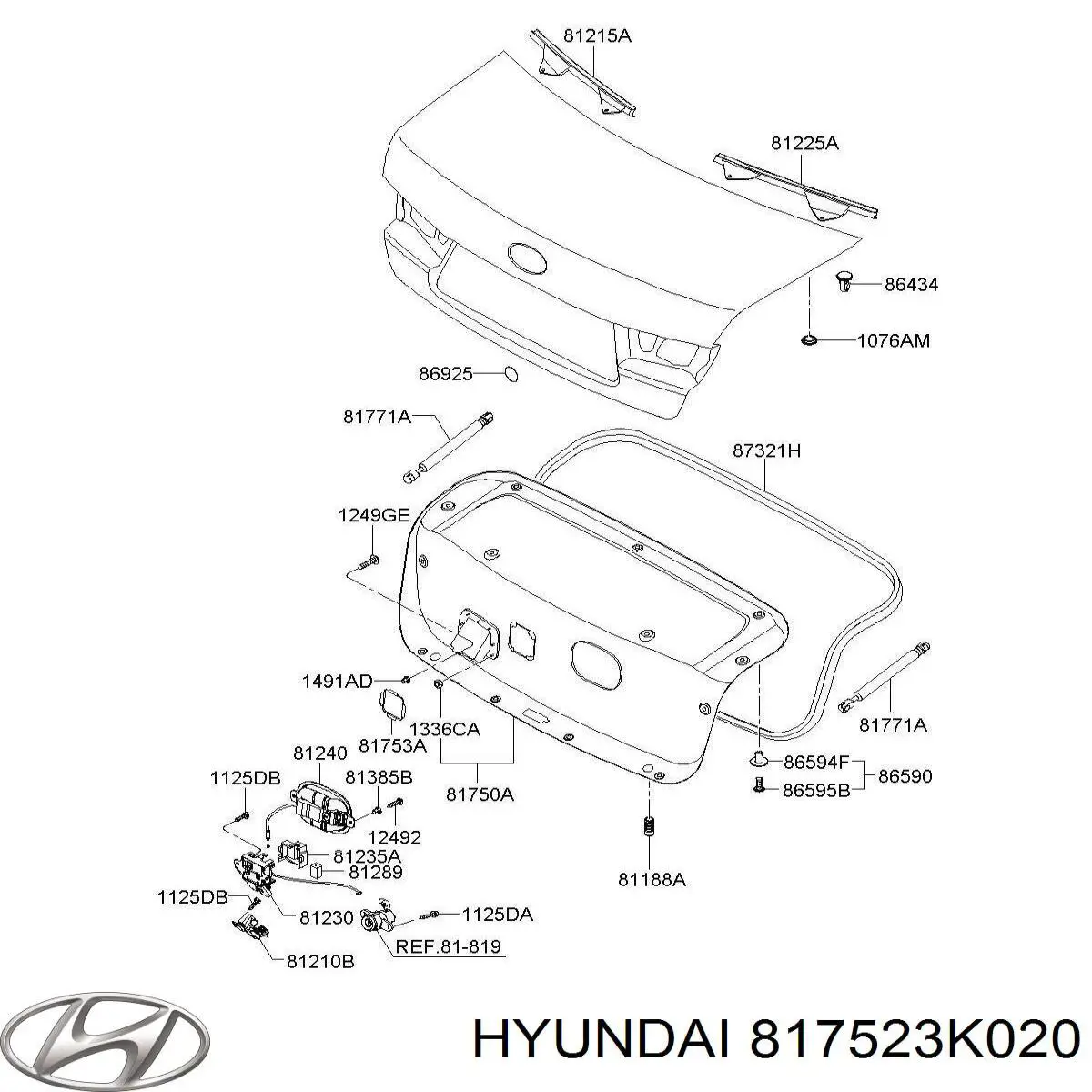 Обшивка кришки багажника Hyundai/Kia 817523K020 ціна, від 27.93 USD