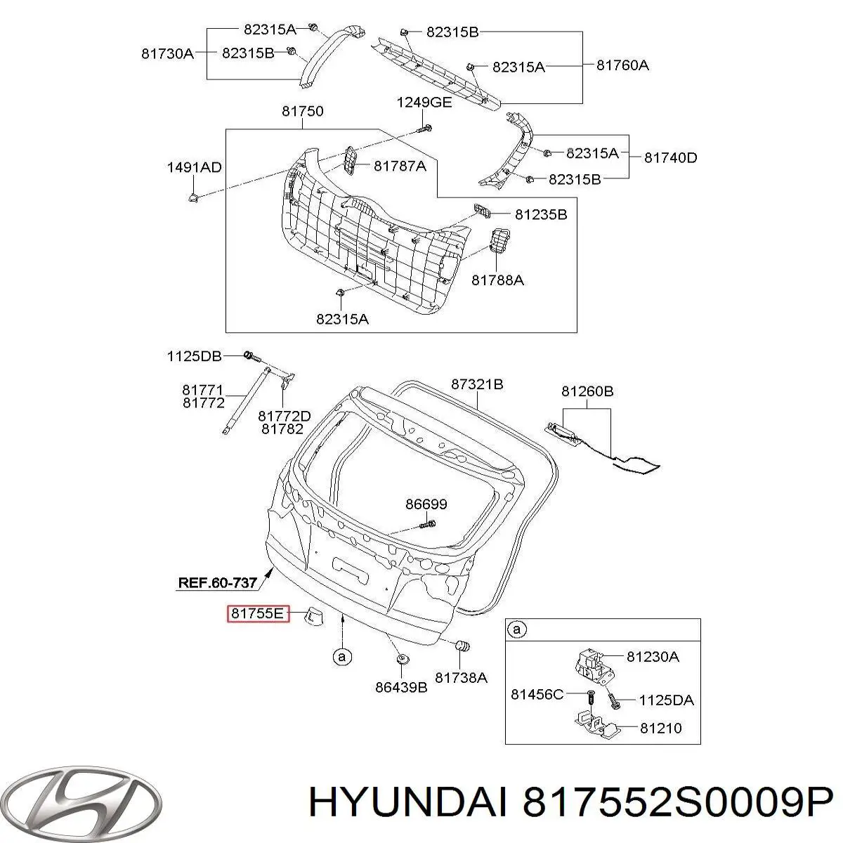  Hyundai/Kia 817552S0009P ціна, від 76.22 USD