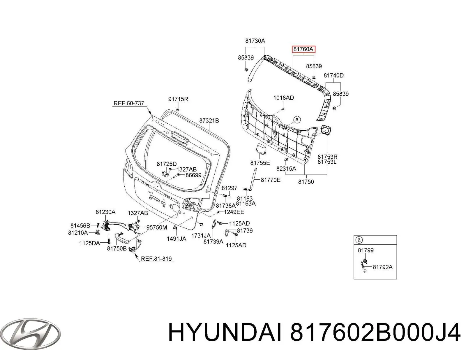 817602B000J4 Hyundai/Kia Облицювання багажника п'ятих дверей