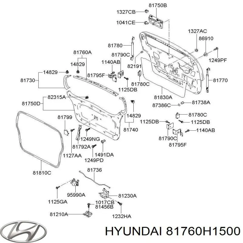 Амортизатор кришки багажника/ двері 3/5-ї задньої 81760H1500 Hyundai/Kia