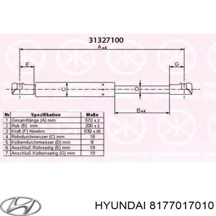 Амортизатор двері задньої Hyundai/Kia 8177017010 ціна, від 8.07 USD