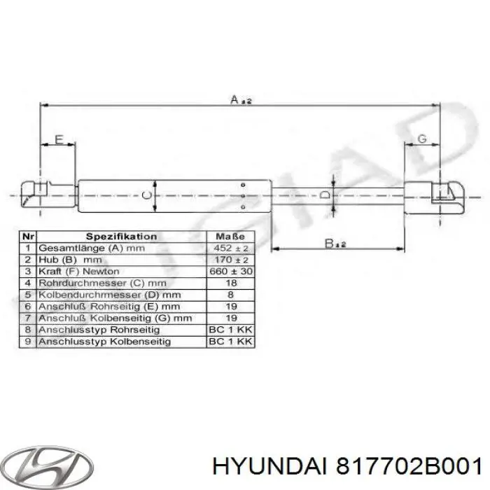 Купити 817702B001 Hyundai/Kia Амортизатор двері багажника