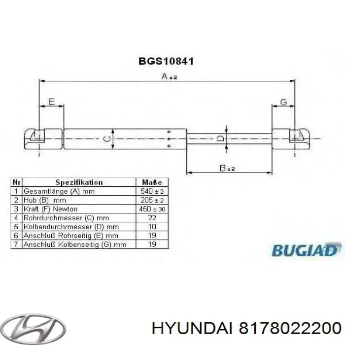  Амортизатор багажника Hyundai Accent 1