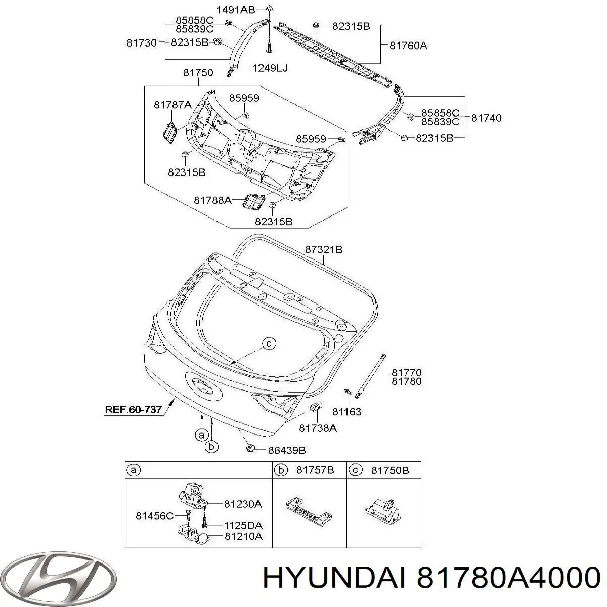81780A4000 Hyundai/Kia амортизатор кришки багажника/ двері 3/5-ї задньої