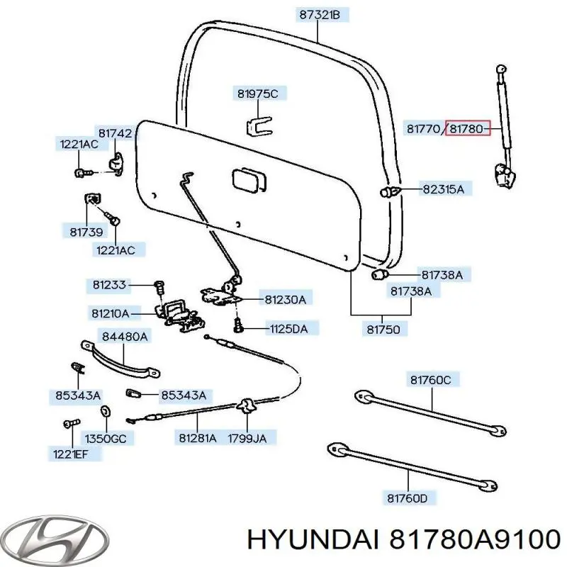 81780A9100 Hyundai/Kia амортизатор кришки багажника/ двері 3/5-ї задньої