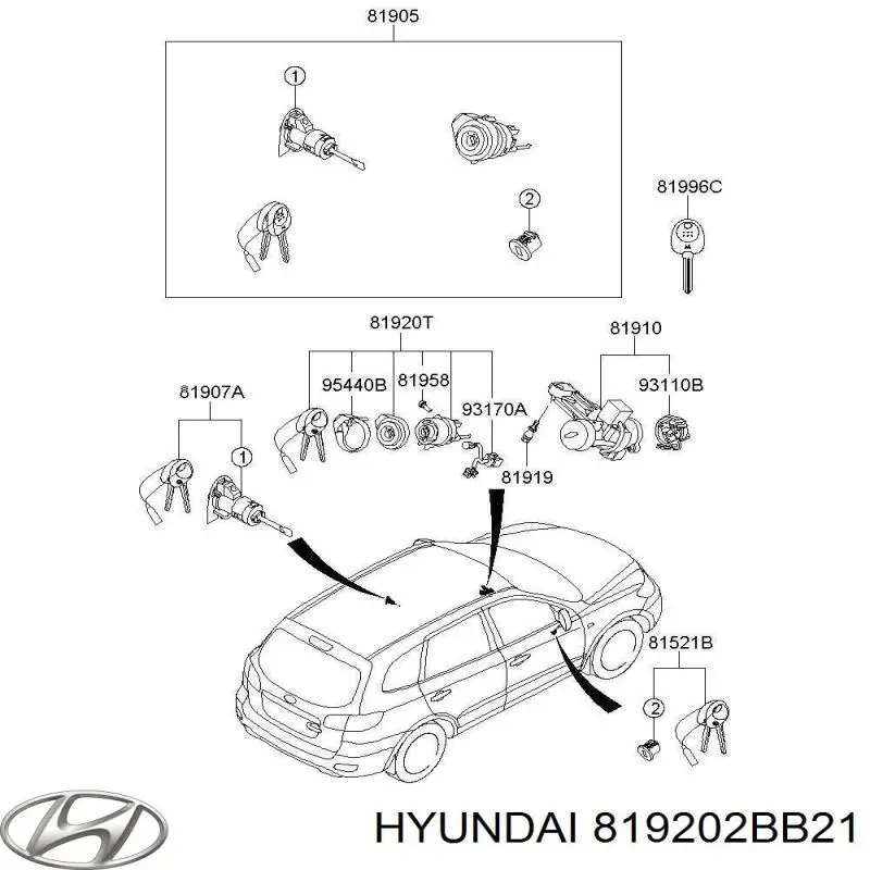 Купити 819202BB21 Hyundai/Kia Замок запалювання