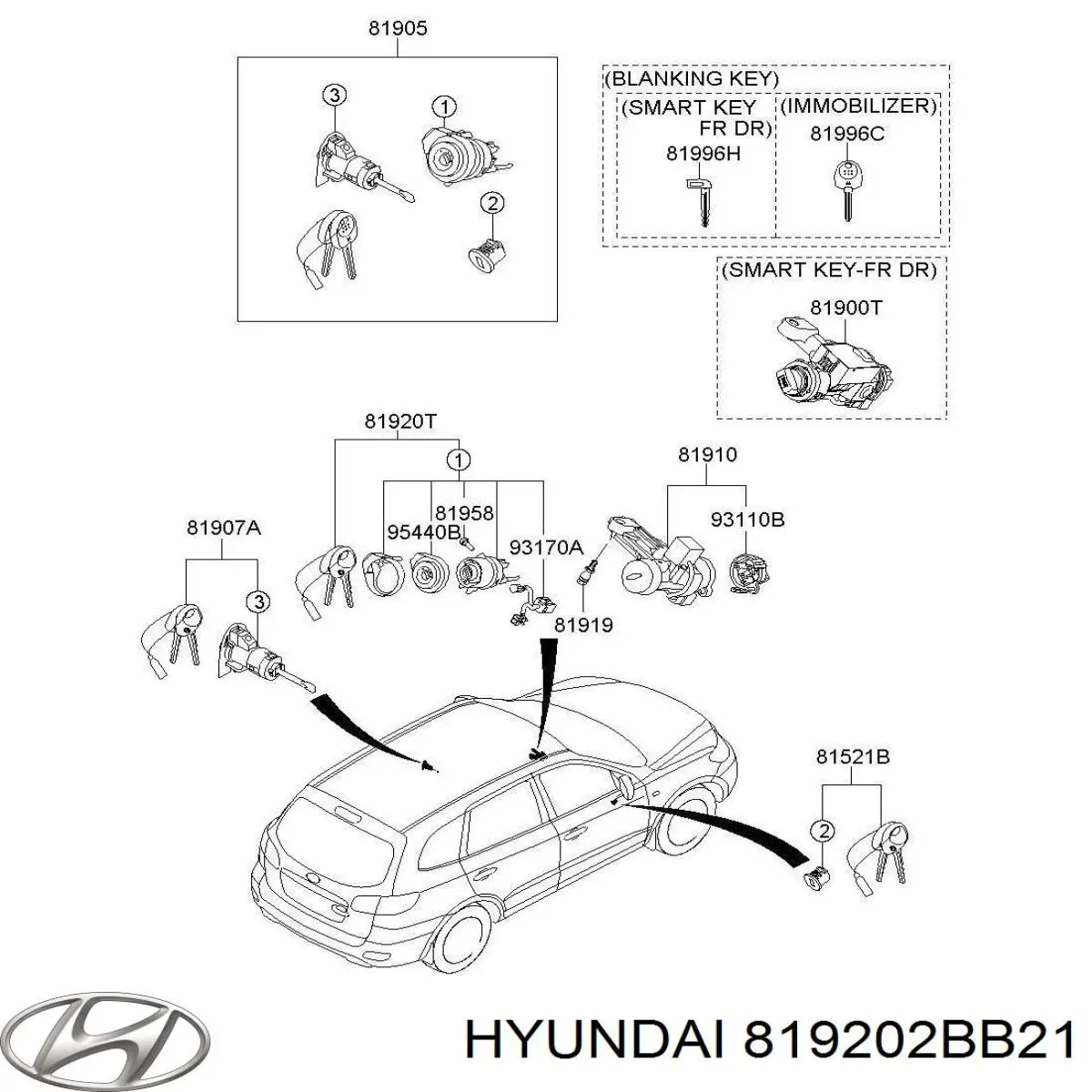 Замок запалювання Hyundai/Kia 819202BB21 ціна, від 97.22 USD