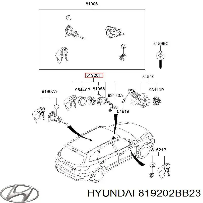 Замок запалювання Hyundai/Kia 819202BB23 ціна, від 38.00 USD