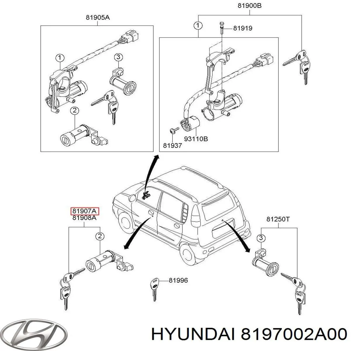 8197002A00 Hyundai/Kia Замок водійських дверей