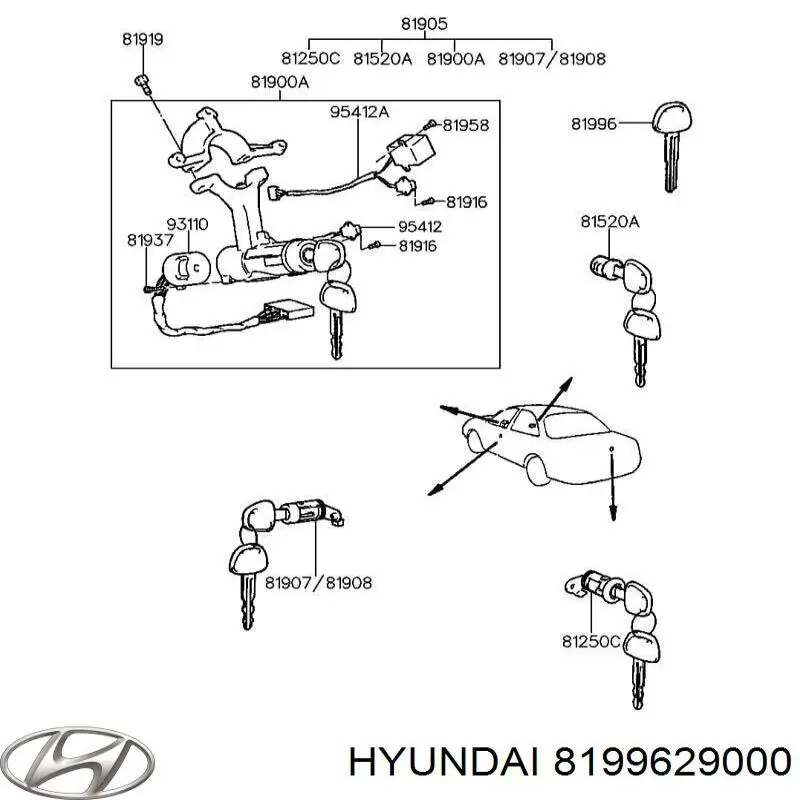 8199629000 Hyundai/Kia ключ-заготівка