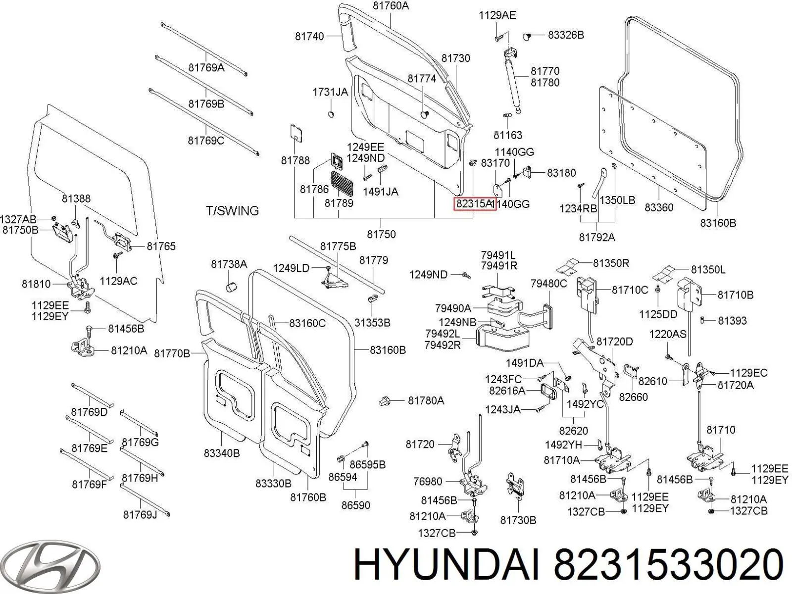 Пістон (кліп) кріплення обшивки дверей 8231533020 Hyundai/Kia