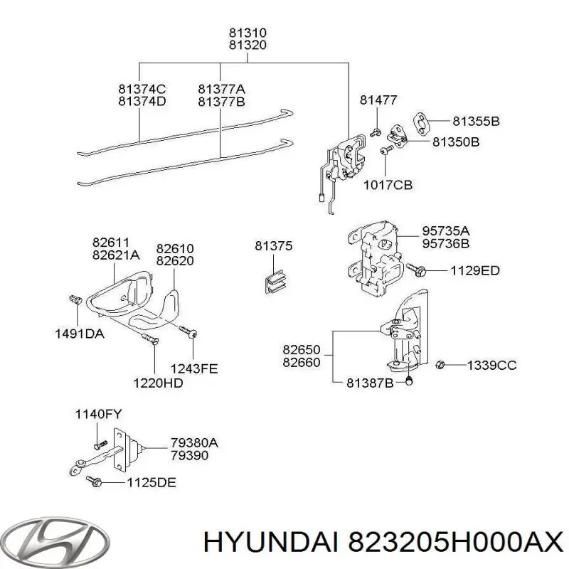 Ручка передньої двері внутрішня права 823205H000AX Hyundai/Kia