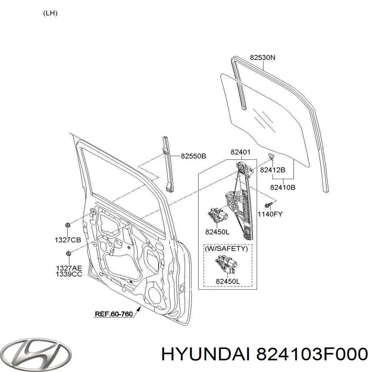 824103F000 Hyundai/Kia Скло водійських дверей