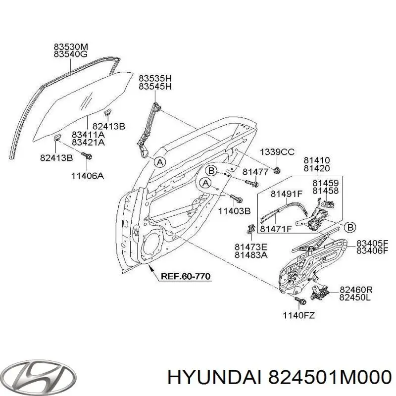 Купити 824501M000 Hyundai/Kia Двигун склопідіймача двері передньої, лівої