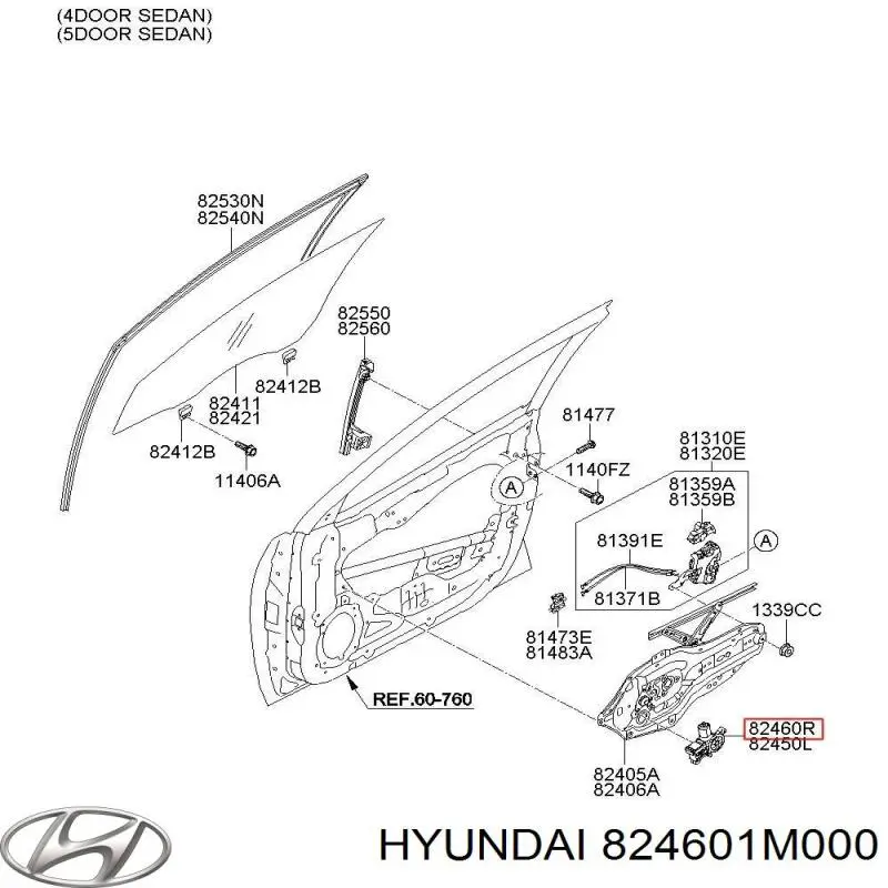 Купити 824601M000 Hyundai/Kia Двигун склопідіймача двері передньої, правої