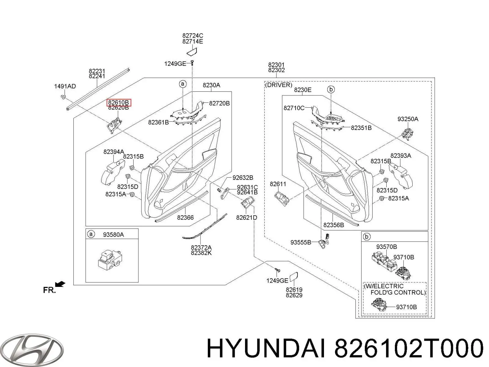 826102T000 Hyundai/Kia Ручка передніх дверей внутрішня, ліва
