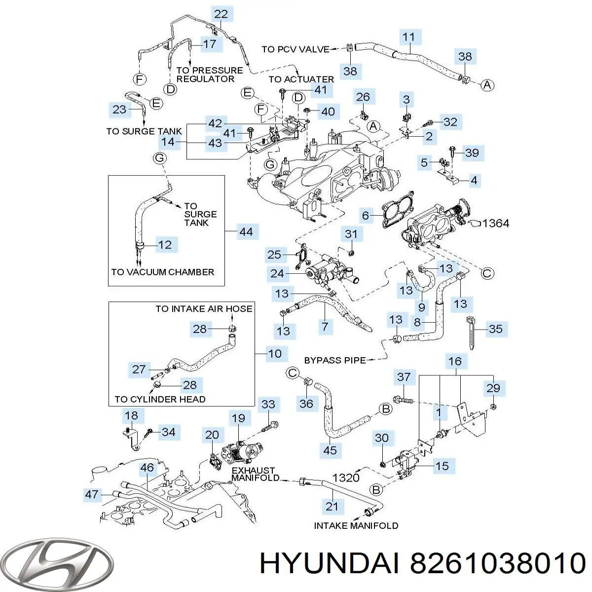 8261038010 Hyundai/Kia ручка двері лівою внутрішня перед/зад