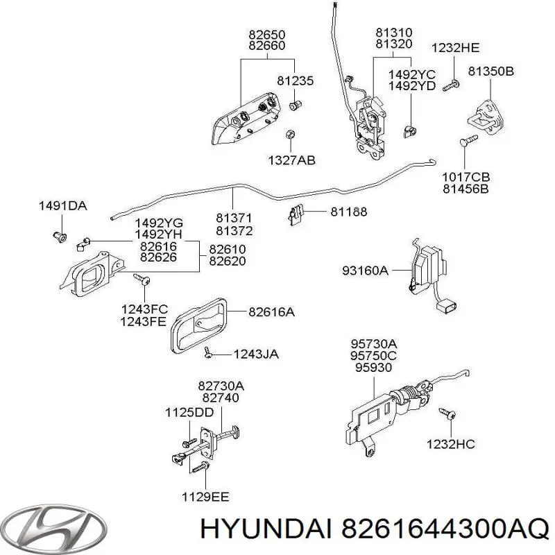 Облицювання внутрішньої ручки двері, задньої, лівої на Hyundai H1 (A1)