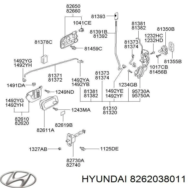 Купити 8262038010 Hyundai/Kia Ручка правих передніх дверей
