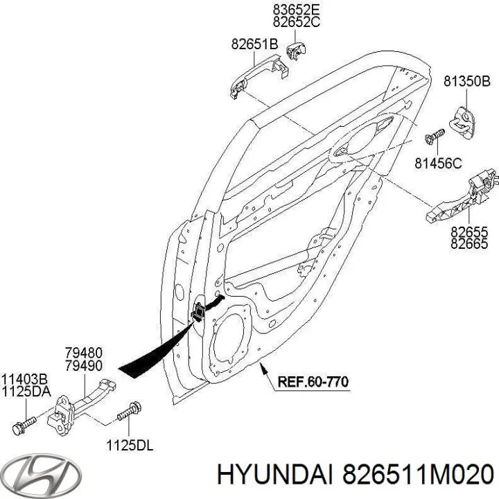 Ручка передньої двері зовнішня 826511M020 Hyundai/Kia