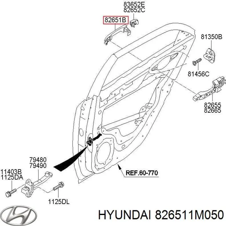 826511M050 Hyundai/Kia Ручка передніх дверей, зовнішня